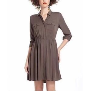 Maeve Olive Green Roll‎ Tab Sleeve Button Front Dakota Shirt Dress Size Small